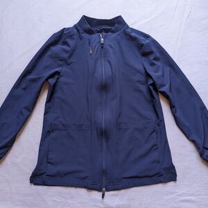 Women's XXS Adar Navy Blue Scrubs Zip-Up Jacket Pockets Stretchy As New Medical